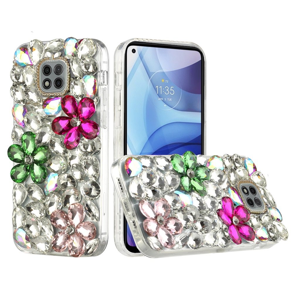 For Samsung Galaxy S21 Plus Bling Clear Crystal 3D Full Diamonds Luxury Sparkle Rhinestone Hybrid Protective Pink/ Neon Green Phone Case Cover