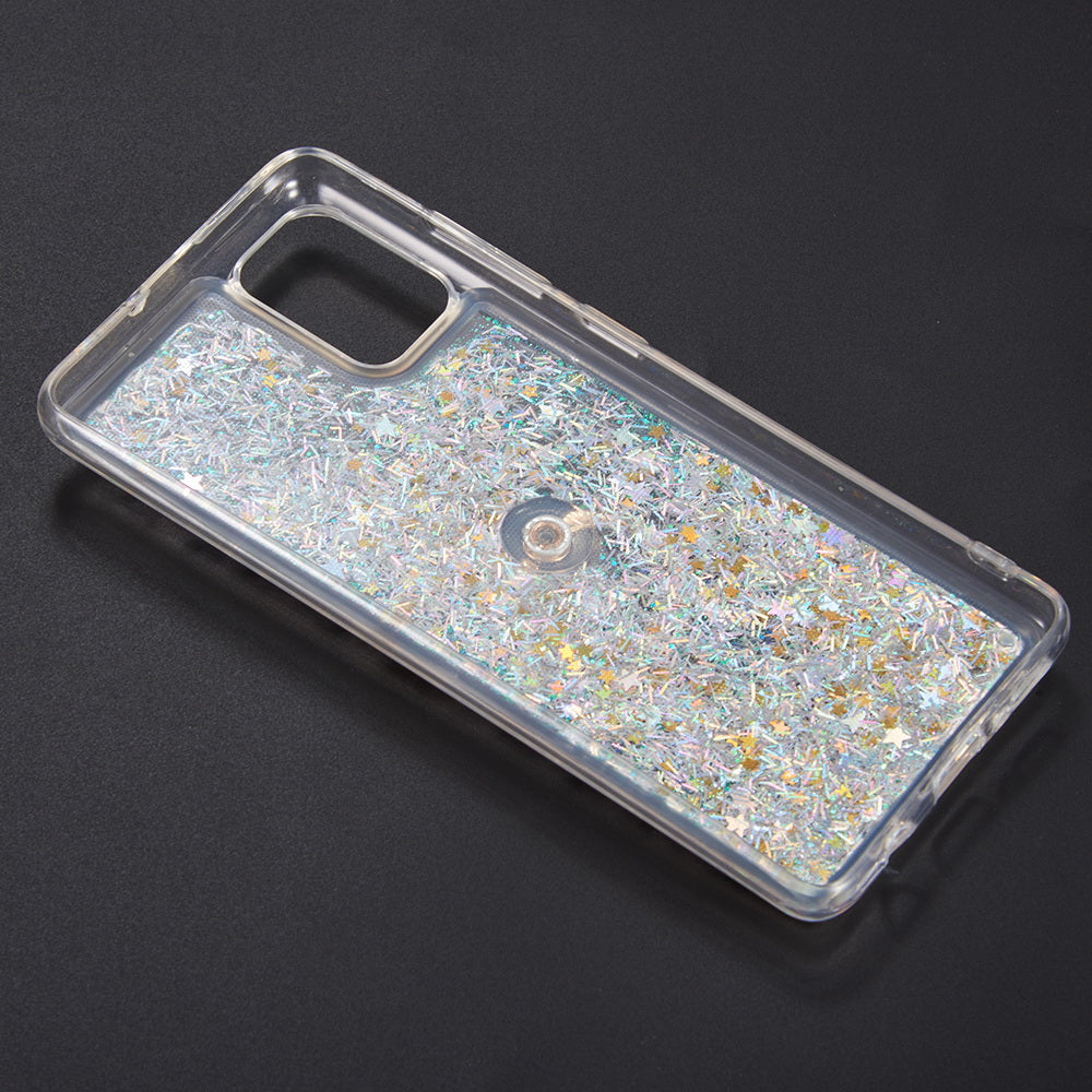 For Samsung Galaxy A22 5G Hybrid Glitter Luxury Bling Sparkling Liquid Quicksand Glittering Sparkle TPU Rubber PC with Ring Stand Holder Kickstand Phone Case Cover
