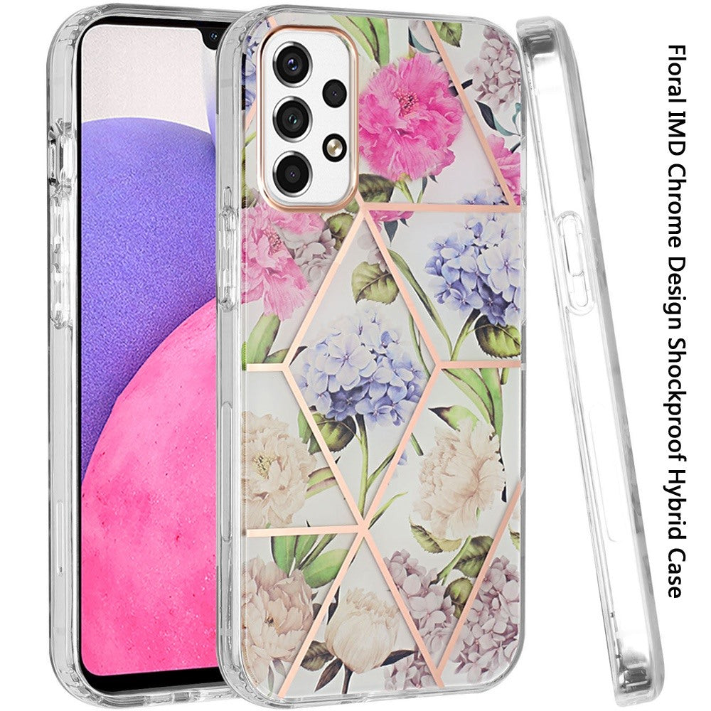For Samsung Galaxy A33 5G Fashion Floral IMD Design Flower Pattern Hybrid Protective Hard PC Rubber TPU Slim Hard Back Phone Case Cover