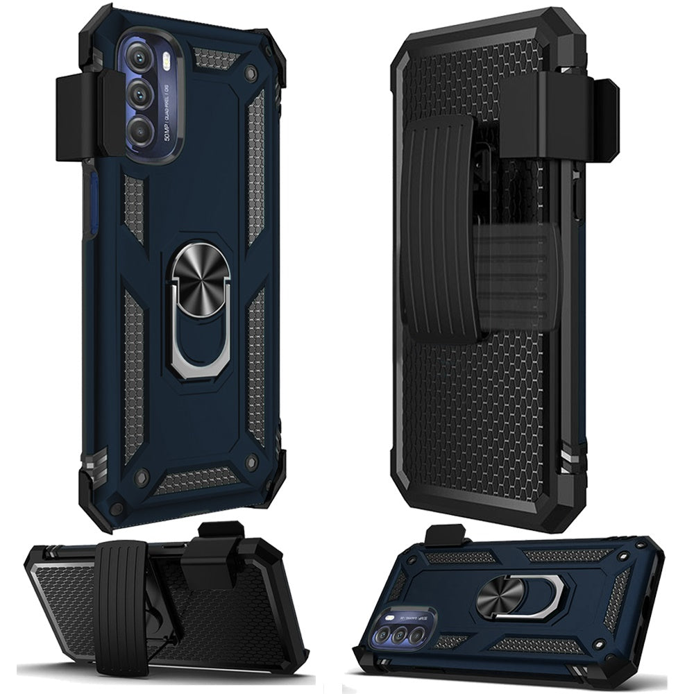 For Motorola Moto G Stylus 5G 2022 Hybrid with Belt Clip Holster Ring Stand Holder, Military Grade Fit Magnetic Car Mount Phone Case Cover