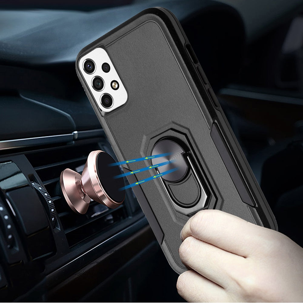 For Samsung Galaxy A53 5G Hybrid Rugged Hard Drop-Proof 3 Layer Protection Military Grade Armor with Metal Ring Stand Phone Case Cover