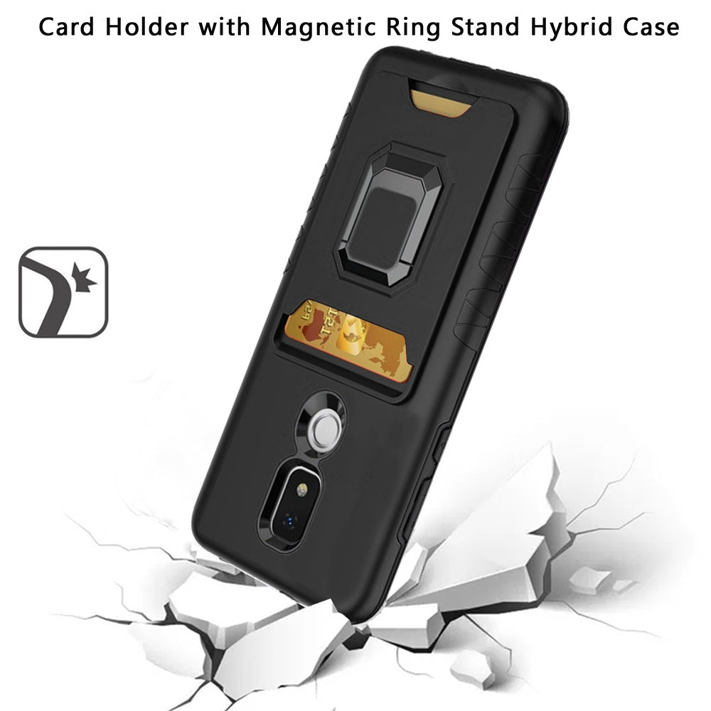 For Cricket Icon 3 (2021) Wallet Case Designed with Credit Card Holder & Magnetic Stand Kickstand Ring Heavy Duty Hybrid Armor Phone Case Cover