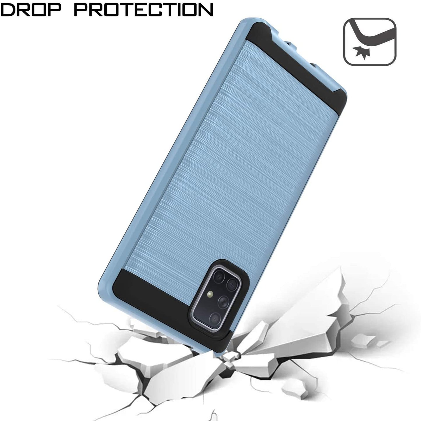 For Samsung Galaxy A54 5G Hybrid Brushed Metal Texture Rugged Slim Shockproof Dual Layers 2-Piece Hard PC + Soft TPU Phone Case Cover