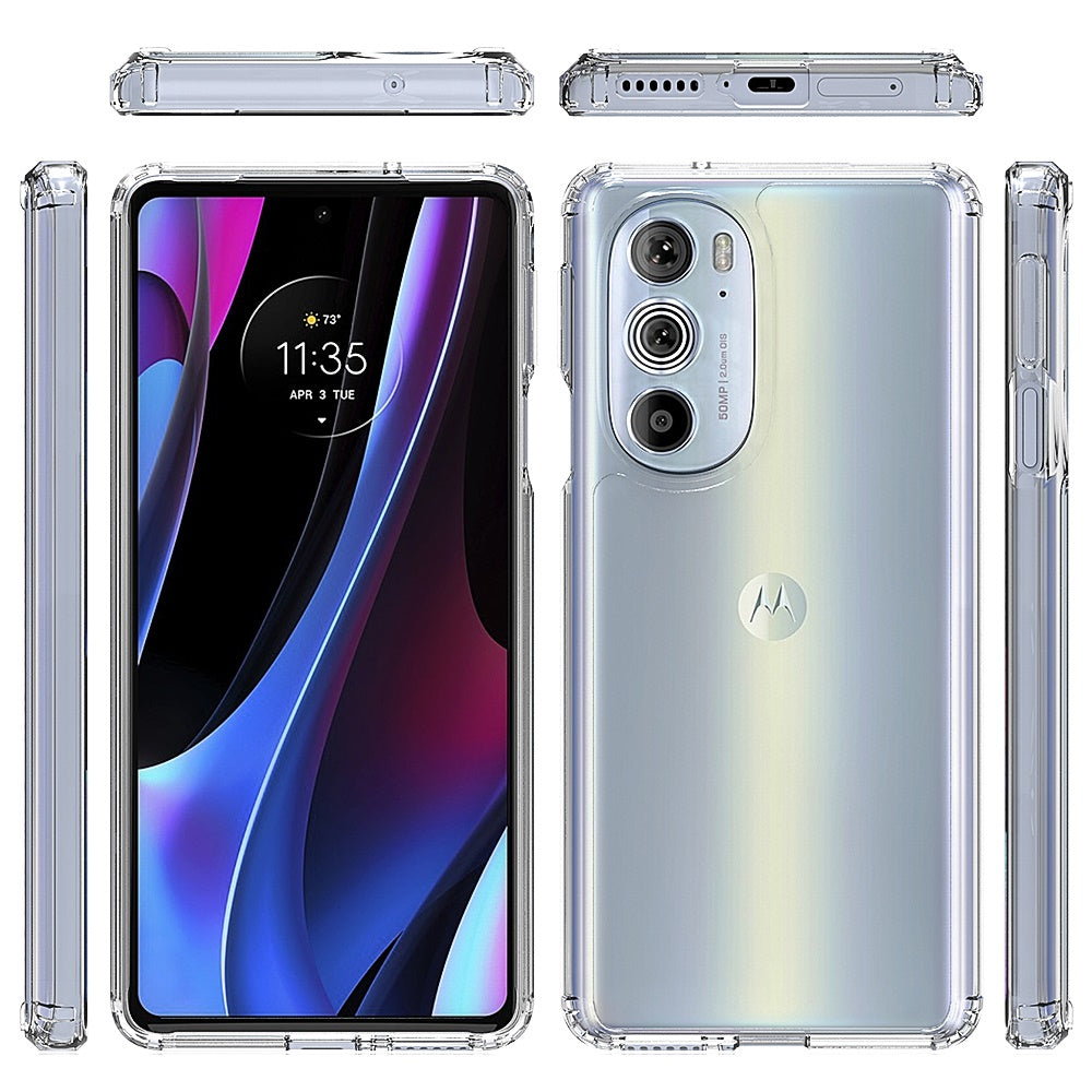 For Motorola Edge+ 2022 /Edge Plus Hybrid Slim Crystal Clear Transparent Shock-Absorption Bumper TPU Hard PC Back Frame Phone Case Cover