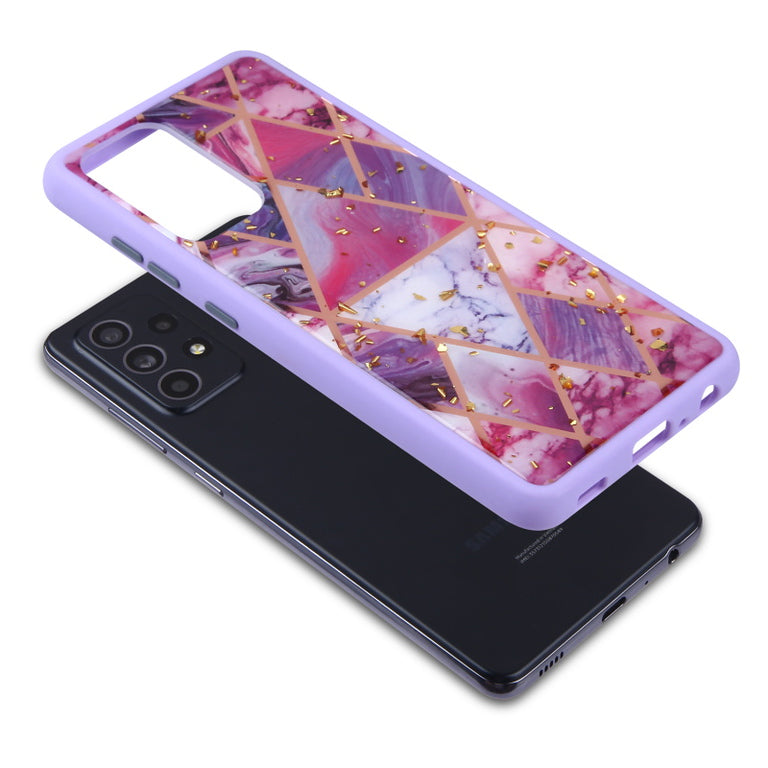 For Apple iPhone 13 Mini (5.4") Pattern Design Slim Hybrid Grid Bumper Rubber Soft TPU & Hard Back PC Protective Phone Case Cover