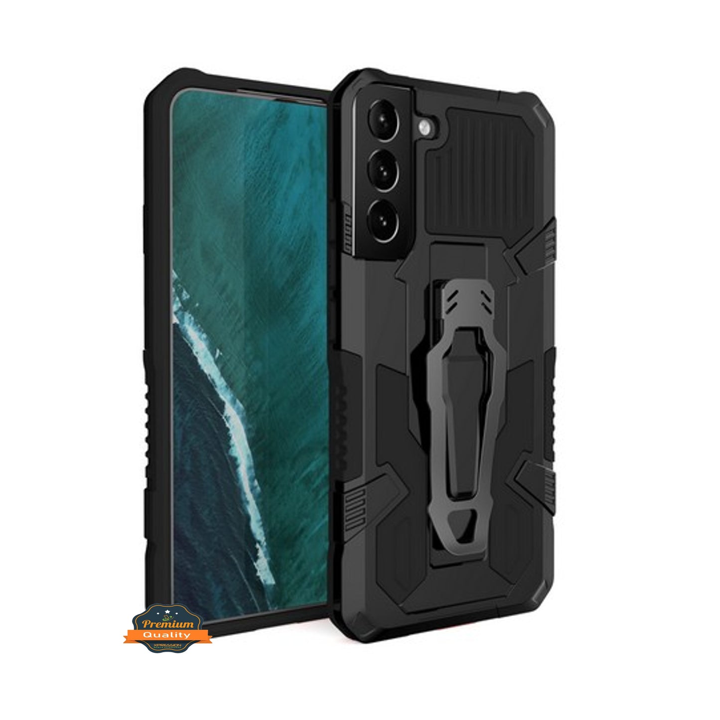 For Samsung Galaxy A13 5G Hybrid Heavy Duty Protection Shockproof Defender with Belt Metal Clip and Kickstand Dual Layer Phone Case Cover