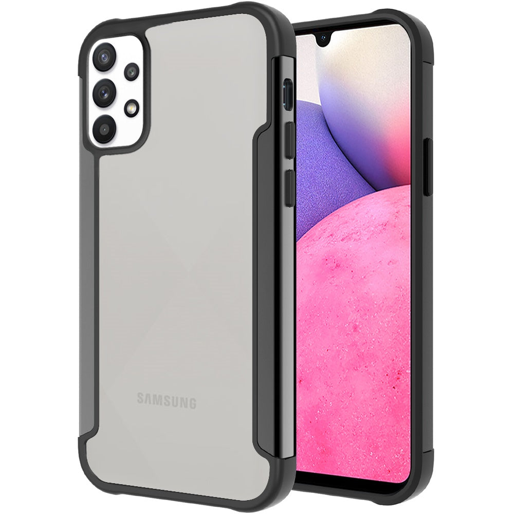 For Samsung Galaxy A33 5G Hybrid Aluminum Alloy Metal Clear Transparent Back PC TPU Bumper Frame Armor Shockproof Phone Case Cover