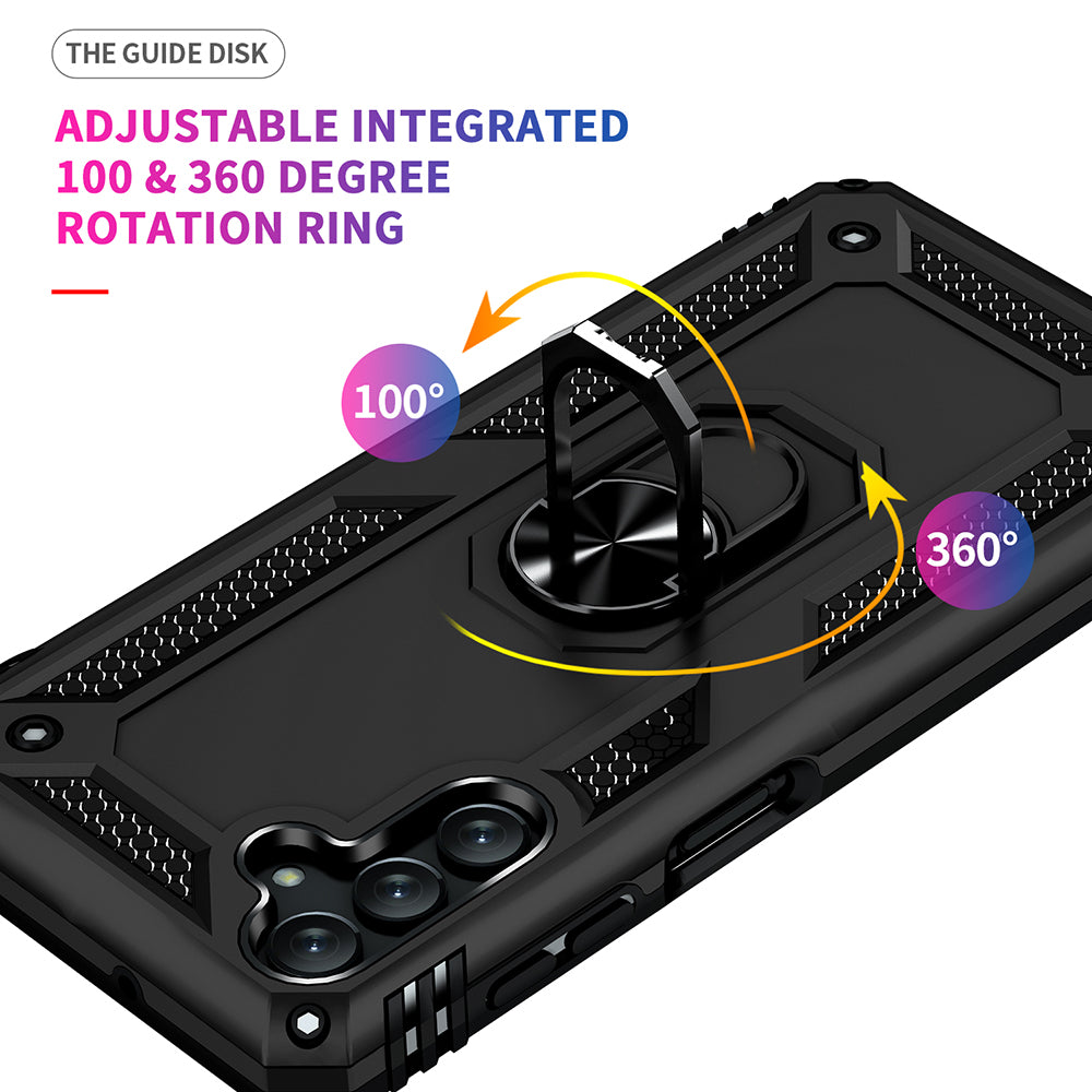 For Samsung Galaxy A13 5G Military Grade Heavy Duty Armor Hybrid with Rotating Metal Ring Kickstand Finger Loop Stand Phone Case Cover