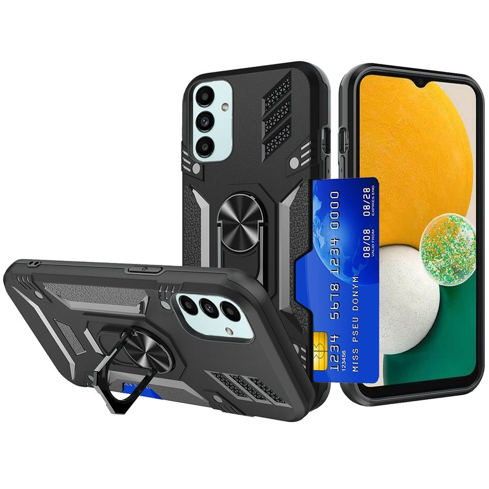 For Samsung Galaxy A33 5G Wallet Case Hybrid Ring Stand with Invisible Credit Card Holder Heavy Duty Shockproof Rugged Phone Case Cover