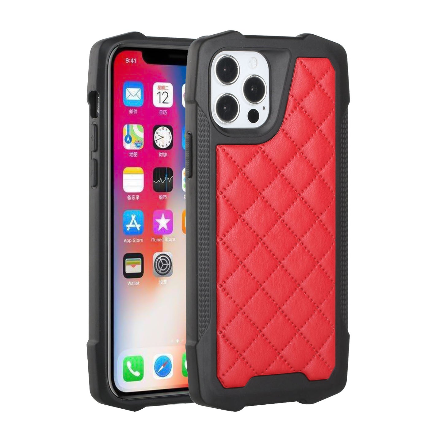 For Samsung Galaxy A02S PU Leather Design Lines Hybrid PC Hard Shockproof Armor Shell Bumper Soft Rubber Protection Phone Case Cover