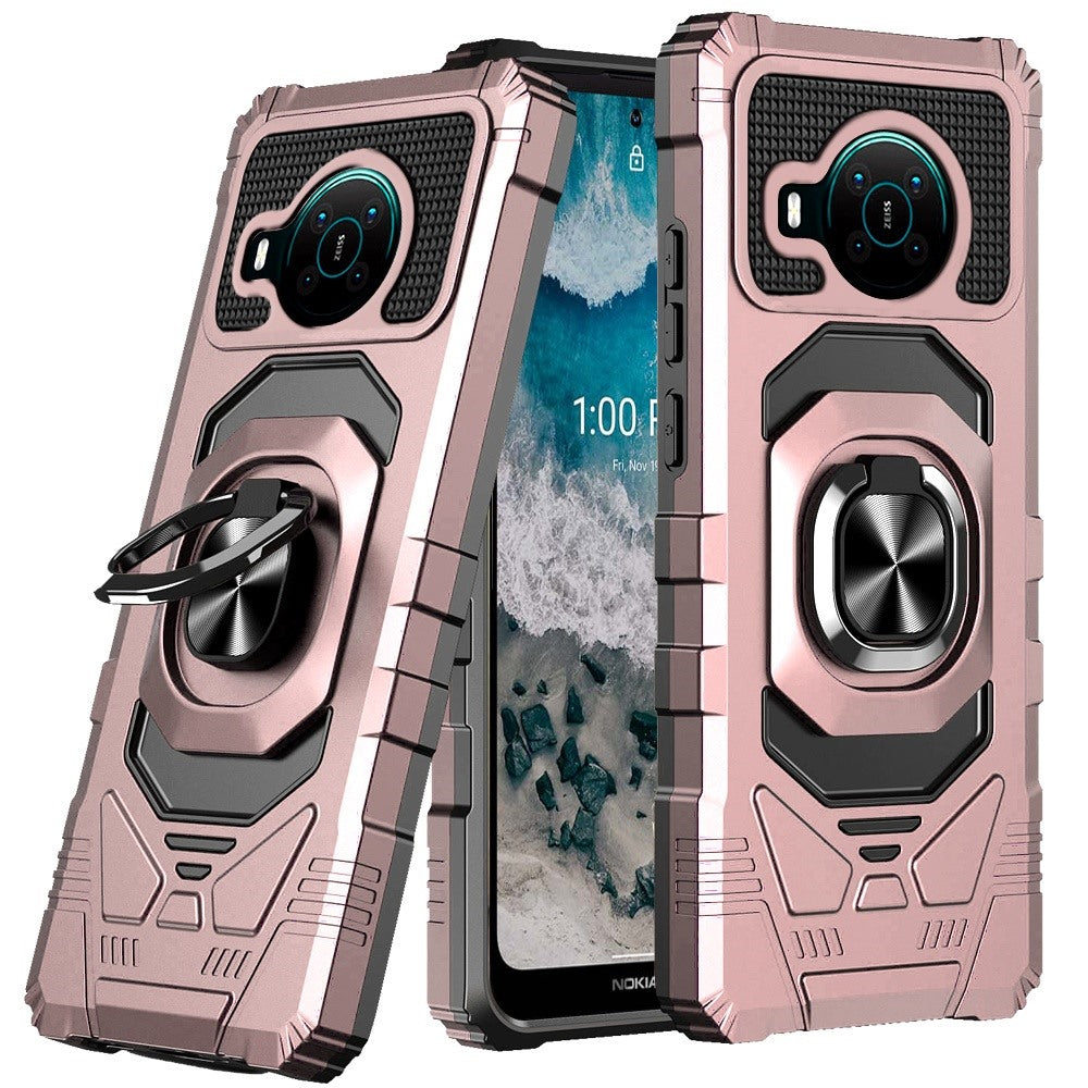 For Nokia X100 Hybrid Dual Layer with Rotate Magnetic Ring Stand Holder Kickstand, Rugged TPU + PC Shockproof Protective Phone Case Cover