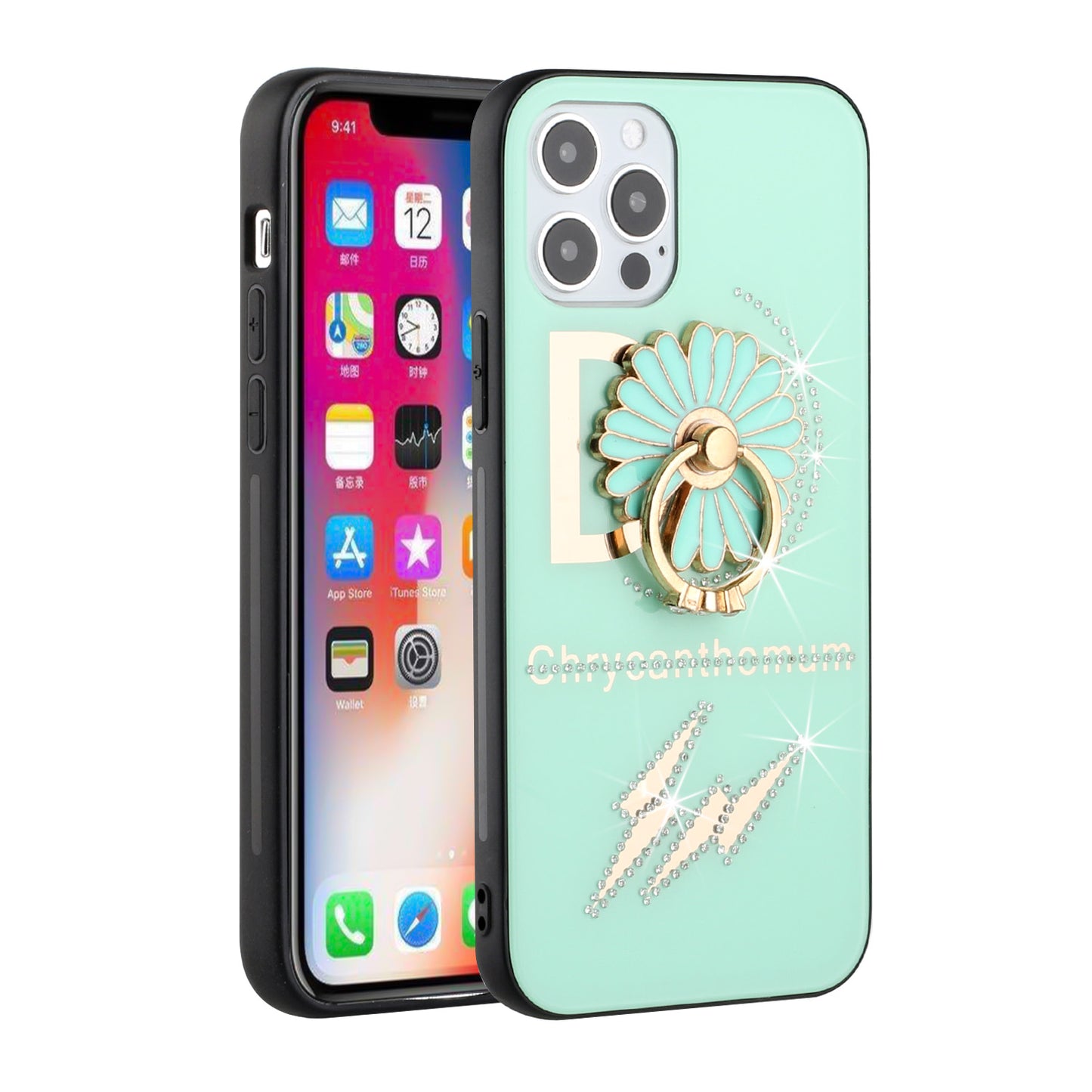 For Samsung Galaxy A02S Diamond Bling Sparkly Glitter Ornaments Engraving Hybrid Armor Ring Stand Holder Fashion Phone Case Cover