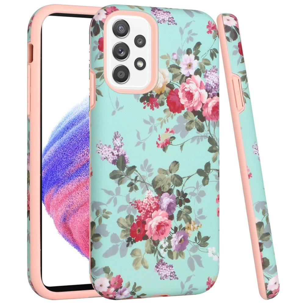 For Samsung Galaxy A53 5G Bliss Floral Stylish Design Hybrid Rubber TPU Hard PC Shockproof Armor Slim Fit Phone Case Cover