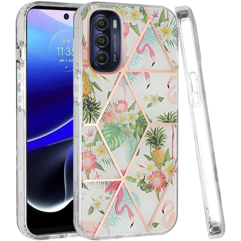 For Motorola Moto G Stylus 5G 2022 Fashion Floral IMD Design Flower Pattern Hybrid Hard PC Rubber TPU Slim Shockproof Phone Case Cover