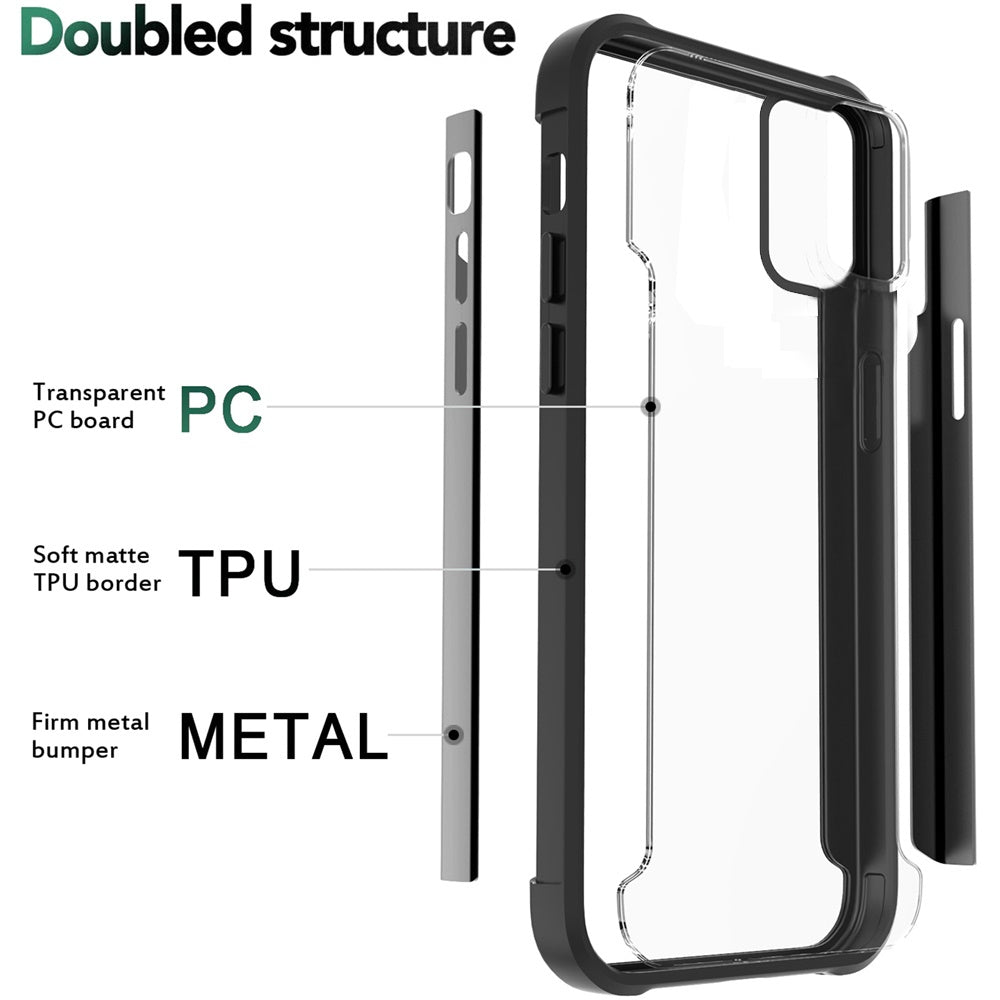 For Samsung Galaxy A33 5G Hybrid Aluminum Alloy Metal Clear Transparent Back PC TPU Bumper Frame Armor Shockproof Phone Case Cover