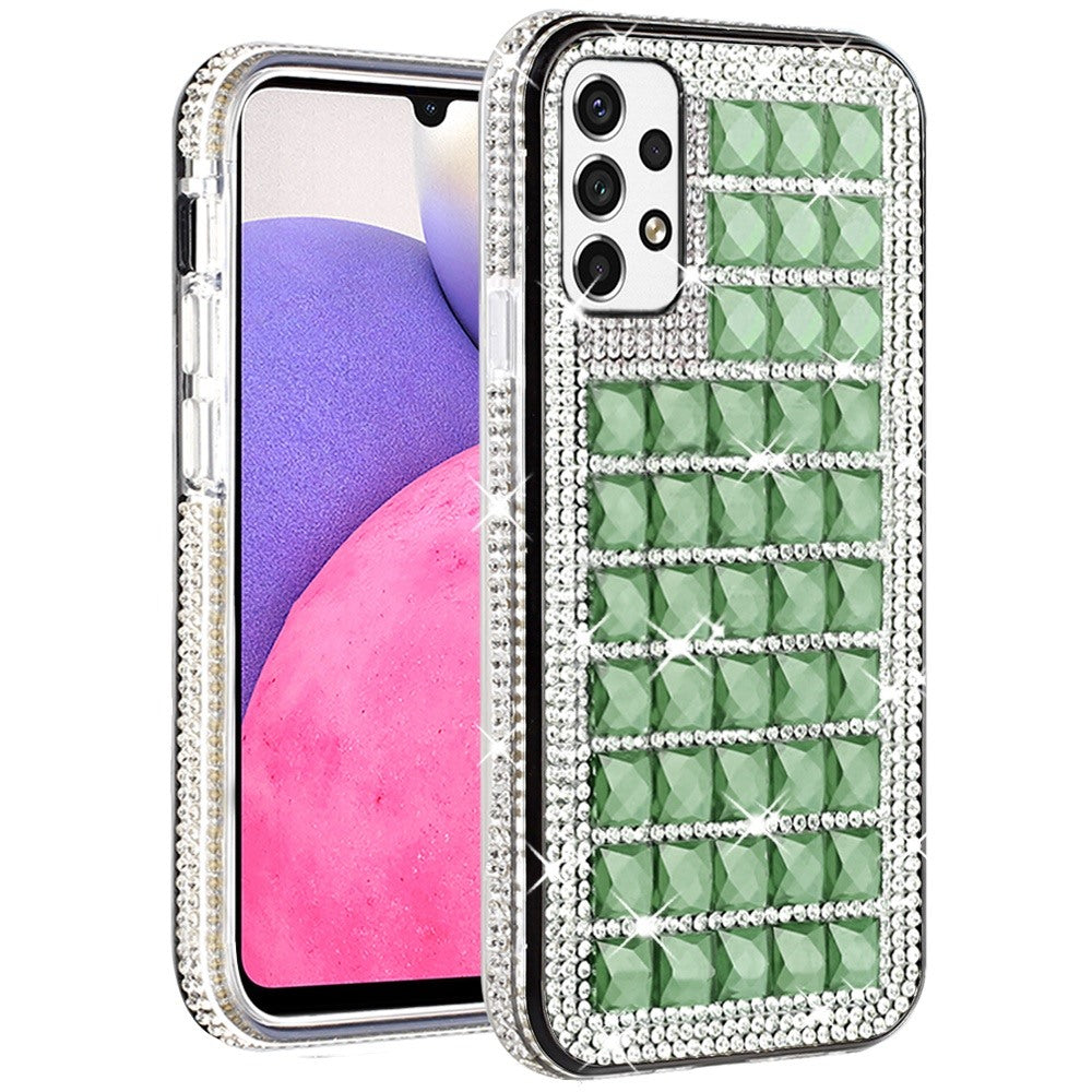 For Samsung Galaxy A33 5G Luxury 3D Bling Diamonds Rhinestone Jeweled Shiny Crystal Hybrid TPU Bumper Hard PC Phone Case Cover