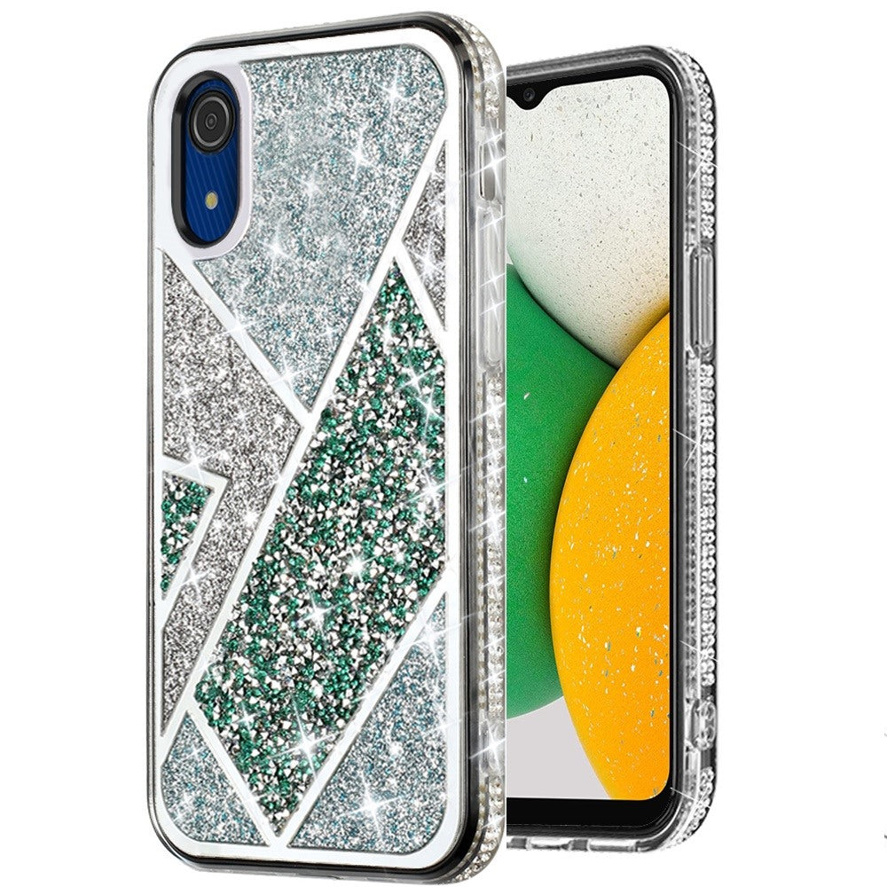 For Samsung A03 Core Glitter Bling Diamond Rhinestone Sparkly Bumper Fashion Shiny Cute Fancy Cases Hybrid Rugged PC Phone Case Cover