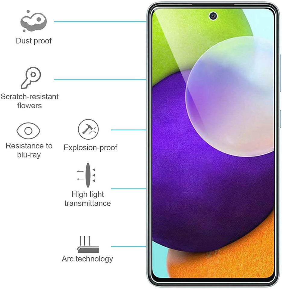 For Samsung Galaxy A33 5G Screen Protector Clear Transparent Tempered Glass, Case Friendly, 9H Hardness, Anti-Bubble Tempered Glass Screen Guard Clear Screen Protector