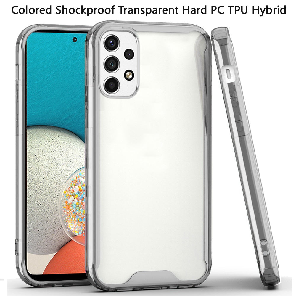 For Samsung Galaxy A53 5G Colored Shockproof Transparent Hard PC + Rubber TPU Hybrid Bumper Shell Thin Slim Protective Phone Case Cover
