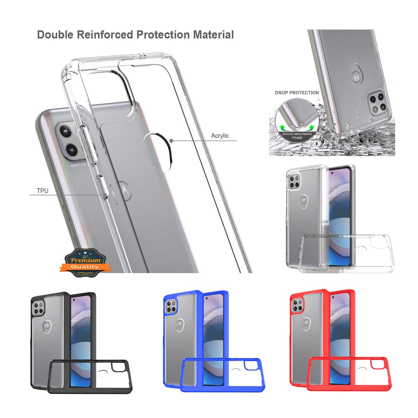 For Samsung Galaxy A03S Hybrid Slim Crystal Clear Transparent Shock-Absorption Bumper with TPU + Hard PC Back Frame Phone Case Cover