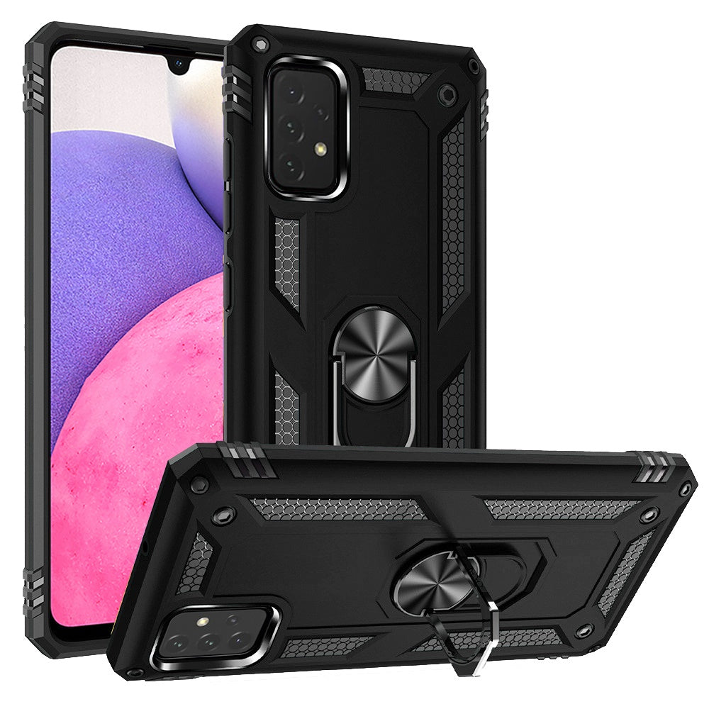 For Samsung Galaxy A33 5G Military Grade Heavy Duty Rugged Dual Layers Shockproof Hybrid Protection with Ring Kickstand Phone Case Cover