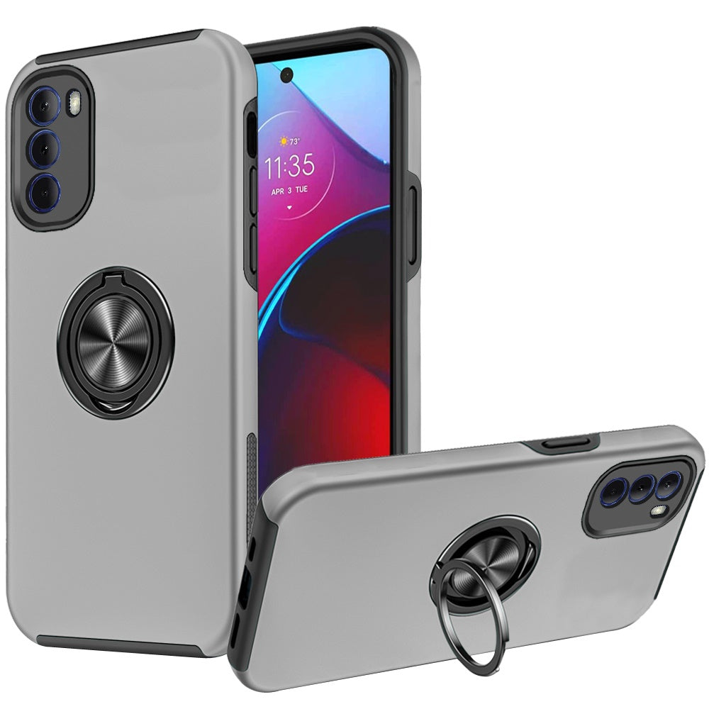 For Motorola Moto G Stylus 2022 4G Hybrid Slim with Metal Invisible Ring Stand Holder Fit Magnetic Car Mount Shockproof Phone Case Cover