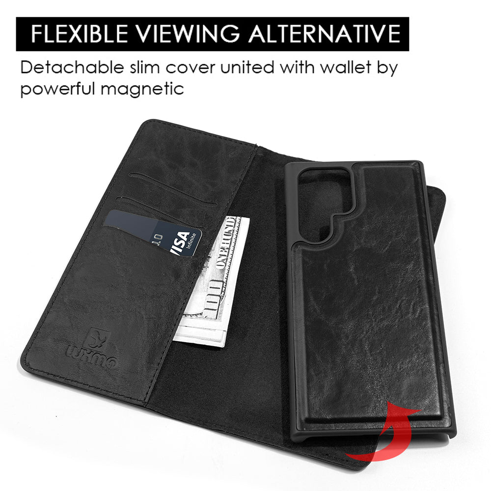 For Samsung Galaxy S23 /Plus /Ultra Luxury PU Leather Wallet Pouch Magnetic Detachable with Credit Card Slots Flip Kickstand Phone Case Cover
