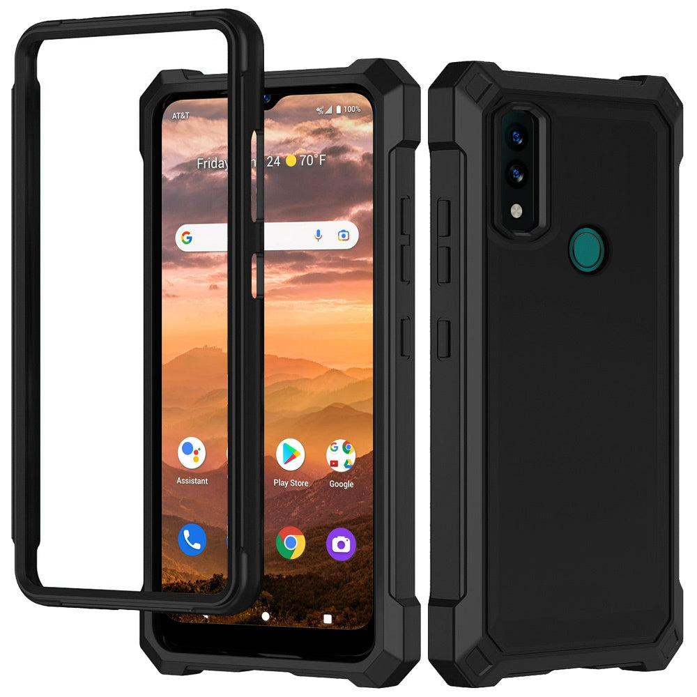 For AT&T Maestro 3 Matte Finish Hybrid Thick Shell Guard Shockproof Dual Layer Hard PC + TPU Bumper Frame Armor Phone Case Cover