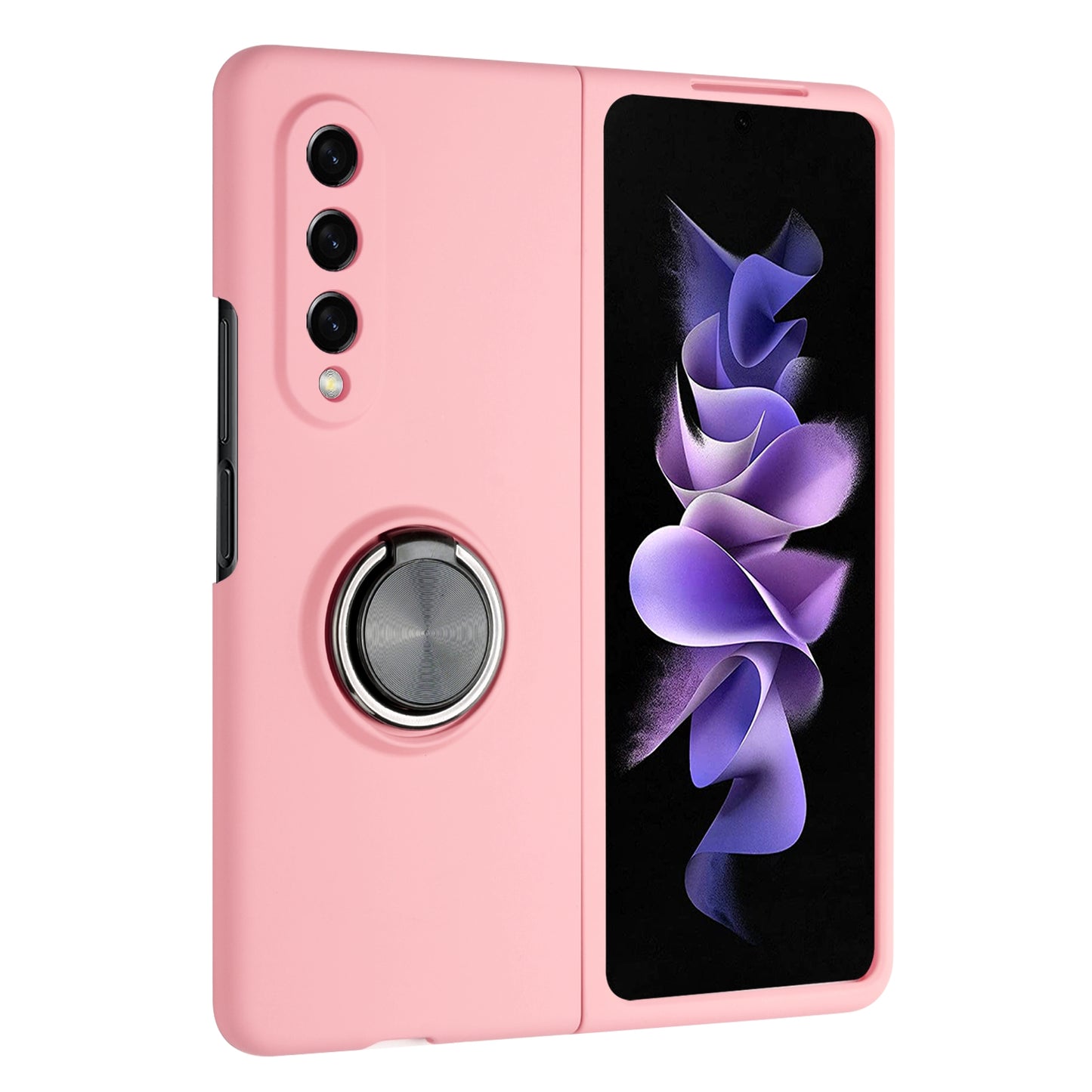 For Samsung Galaxy Z Fold 3 5G Hybrid 360 Degree Rotatable Metal Invisible Ring Stand Holder Fit Magnetic Car Mount Shockproof Slim Phone Case Cover