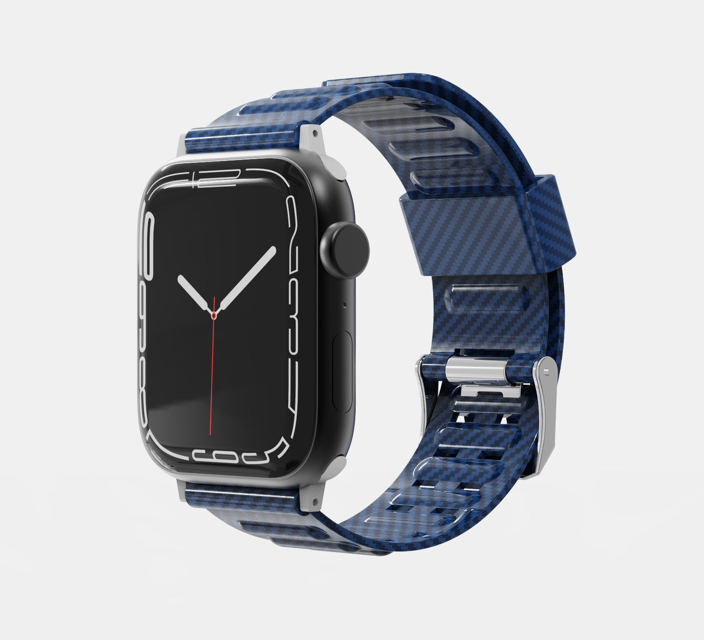 For Apple Watch Size 42/44/45mm Sport Bands Carbon Fiber Design Rubber TPU Replacement Band Strap for iWatch Series 7/SE/6/5/4/3/2/6 Black Phone Case Cover