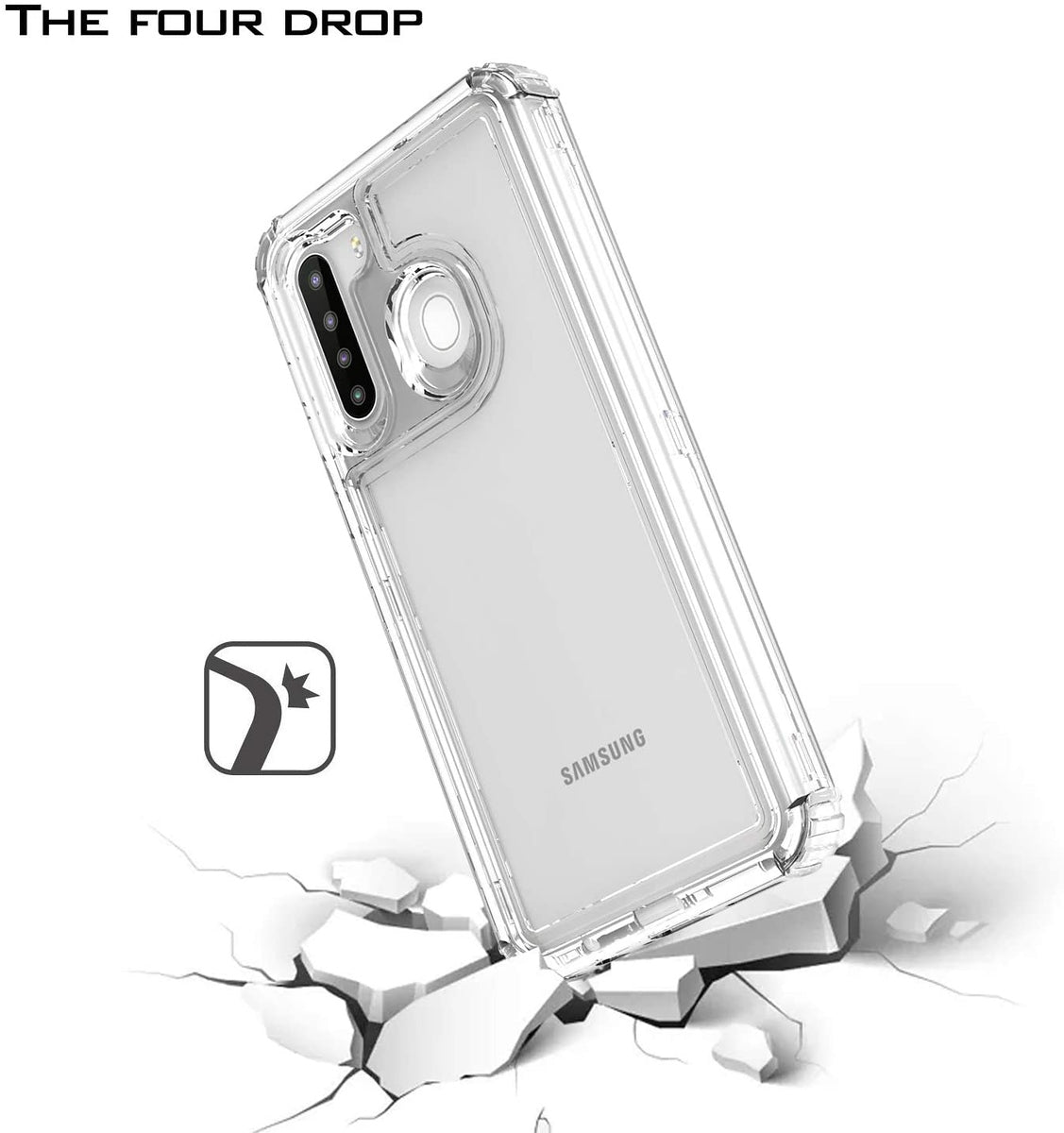For Samsung Galaxy A22 5G Transparent 3 Layer Heavy Duty Rugged Full Body Shockproof Hybrid Hard PC + TPU Bumper Protective Phone Case Cover