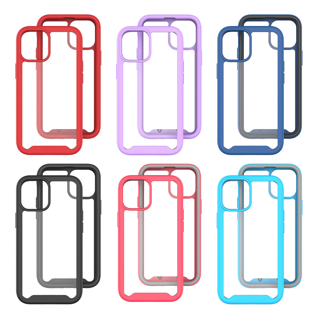 For Apple iPhone 13 /Pro Max Mini Hybrid Clear Shockproof Dual Layer Protection Hard Rugged PC and Soft TPU Silicone Bumper Frame Back Phone Case Cover
