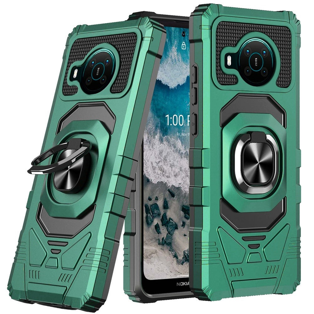 For Nokia X100 Hybrid Dual Layer with Rotate Magnetic Ring Stand Holder Kickstand, Rugged TPU + PC Shockproof Protective Phone Case Cover