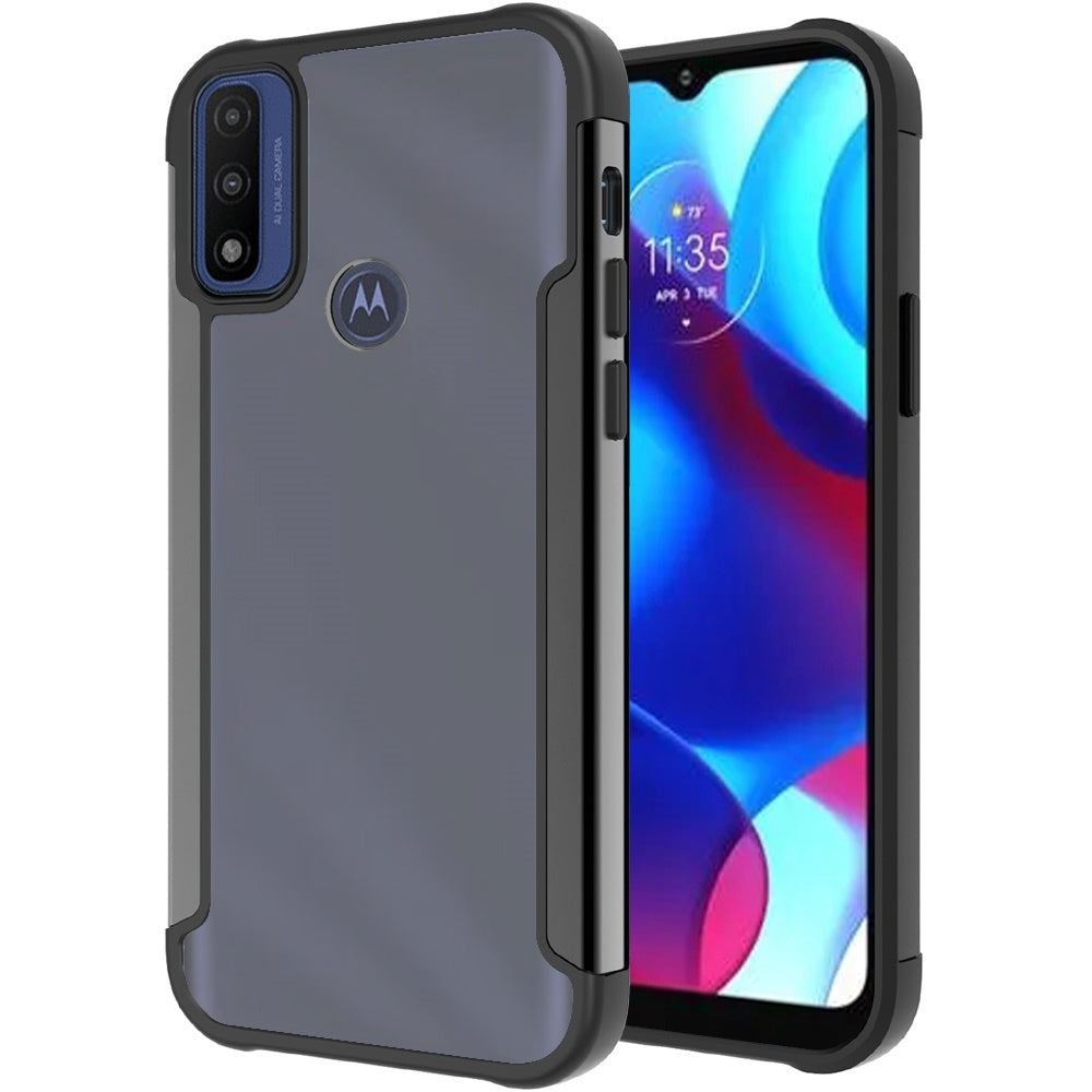 For Motorola Moto G Pure / Moto G Power 2022 Hybrid Aluminum Alloy Metal Clear Transparent Back PC TPU Bumper Frame Shockproof Phone Case Cover