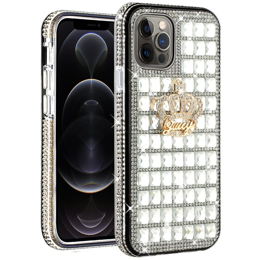 For Apple iPhone SE 2022 /SE 2020/8/7 Fashion Luxury 3D Bling Diamonds Rhinestone Jeweled Ornament Crystal Hybrid Hard Phone Case Cover