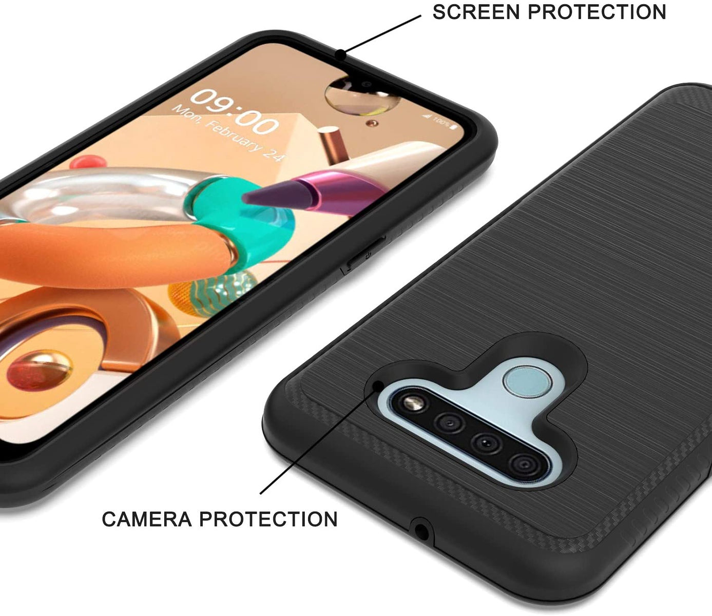 For Samsung Galaxy A03s (2022) Armor Brushed Texture Rugged Carbon Fiber Design Shockproof Dual Layers Hard PC + TPU Protective Phone Case Cover