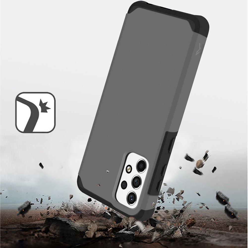 For Samsung Galaxy A23 Slim Corner Protection Shock Absorption Hybrid Dual Layer Hard PC + TPU Rubber Armor Defender Gray Phone Case Cover