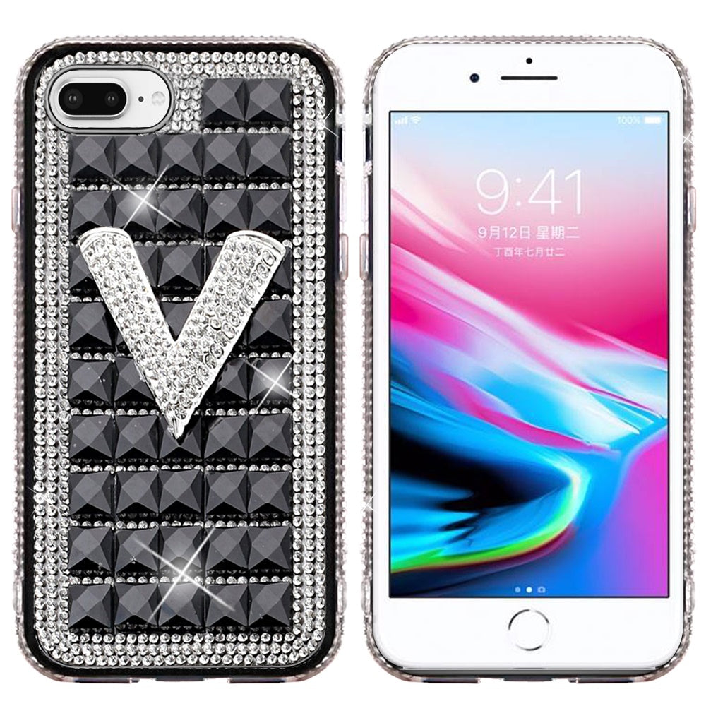 For Apple iPhone 8 Plus/7 Plus/6 Plus/6s Plus Fashion Luxury 3D Bling Diamonds Rhinestone Jeweled Ornament Shiny Crystal Phone Case Cover