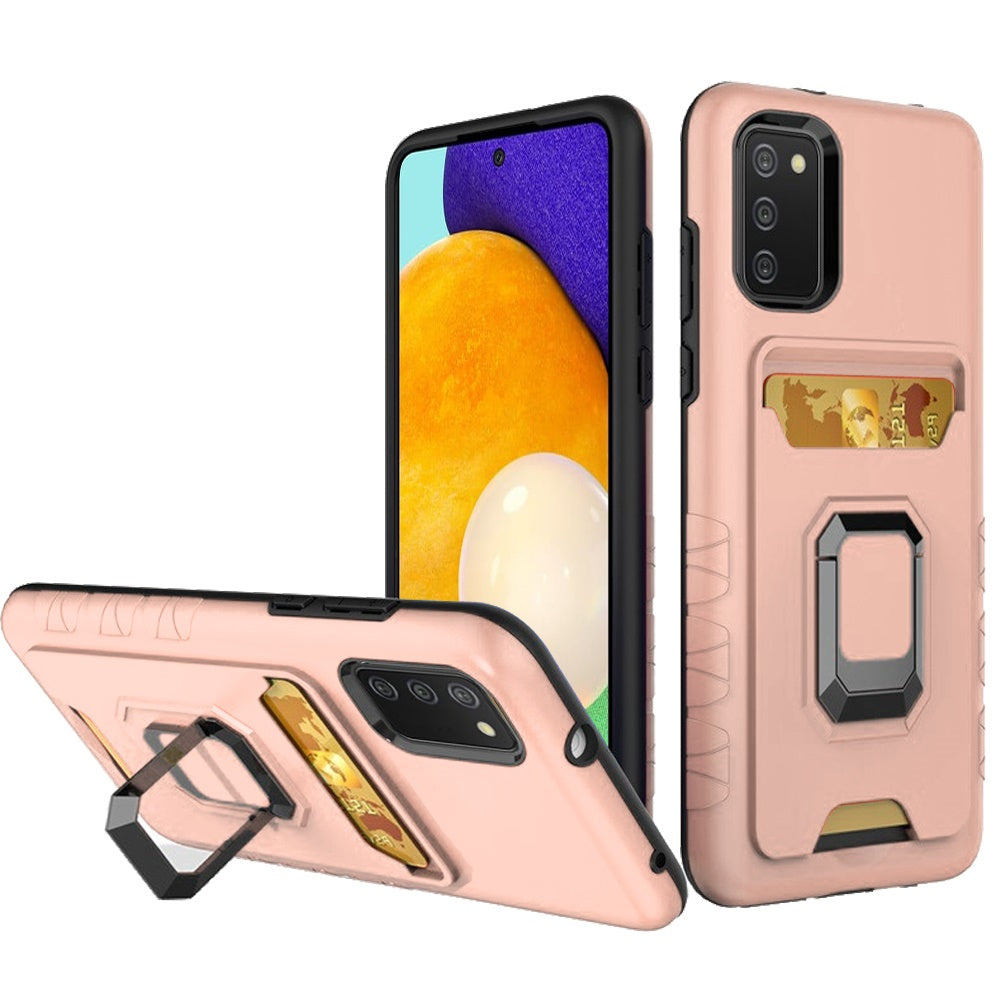 For Samsung Galaxy A03S Wallet Case Designed with Credit Card Slot Holder & Magnetic Stand Kickstand Ring Heavy Duty Hybrid Armor Phone Case Cover