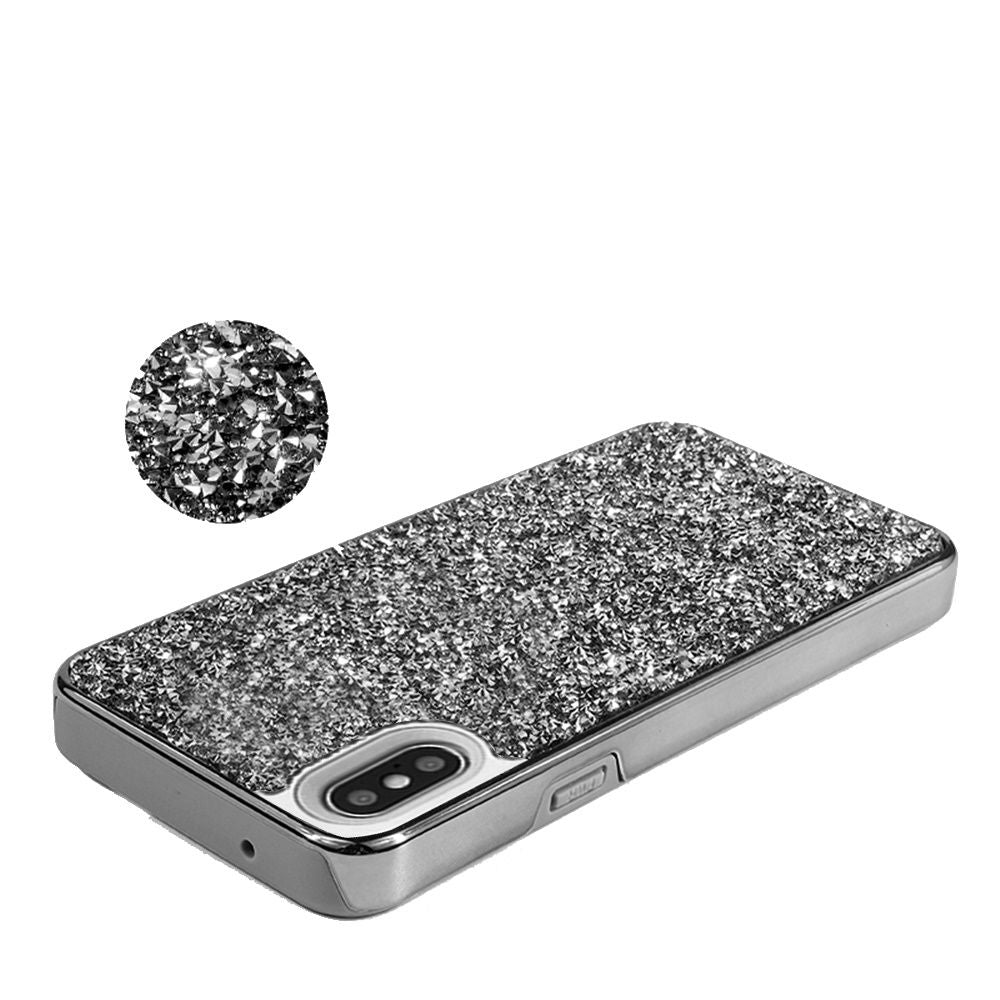For Apple iPhone XR Bling Rhinestone Diamond Shiny Glitter Hybrid Dual Layer Defender Rugged Hard PC TPU Rubber Protective Phone Case Cover