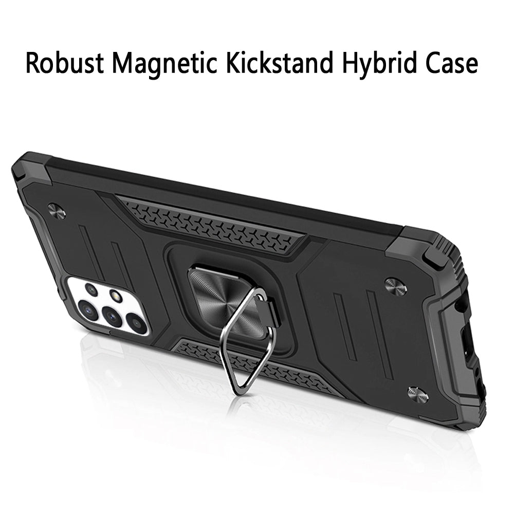 For Samsung Galaxy A73 5G Armor Hybrid with Ring Holder Kickstand Shockproof Heavy-Duty Durable Rugged Dual Layer Phone Case Cover