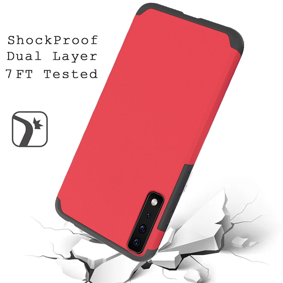 For Samsung Galaxy A73 5G Slim Corner Protection Shock Absorption Hybrid Dual Layer Hard TPU Rubber Armor Defender Red Phone Case Cover