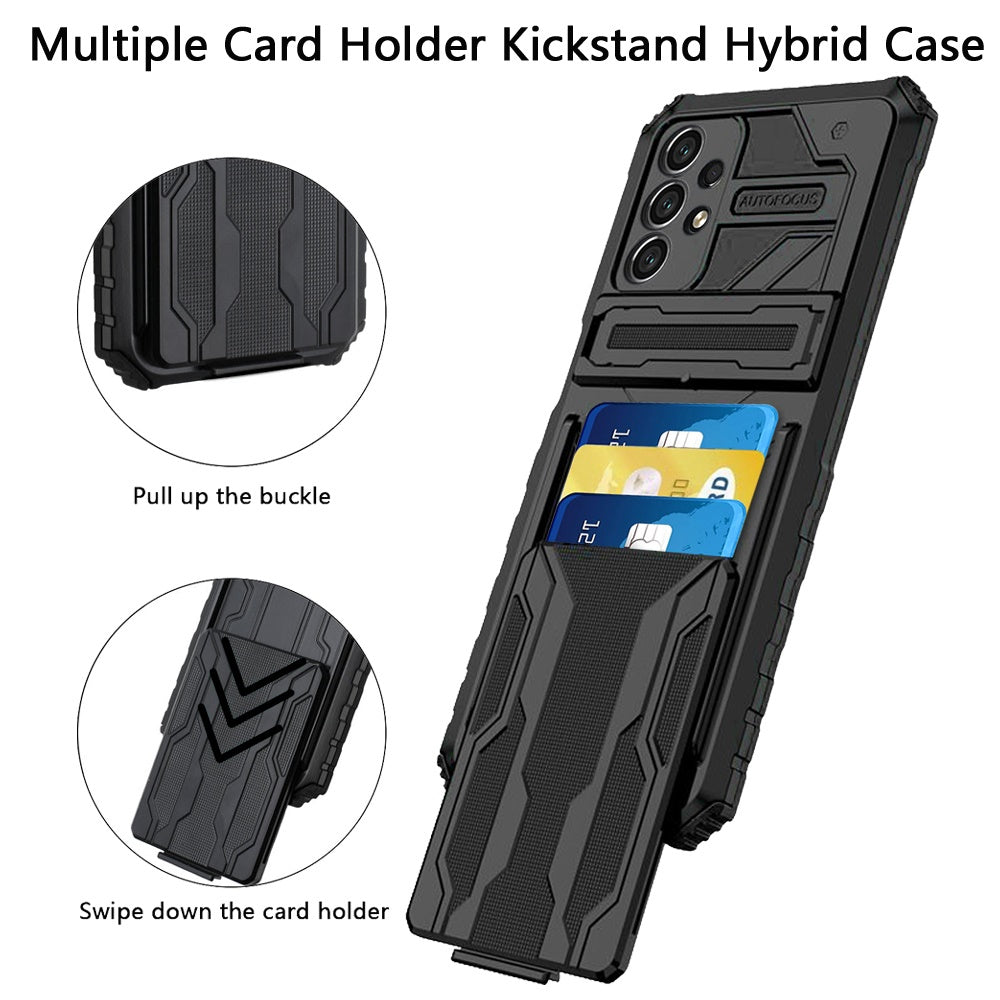 For Samsung Galaxy A33 5G Wallet Credit Card Holder ID Slot Hidden Back Pocket with Kickstand Dual Layer Armor Hard Hybrid Phone Case Cover