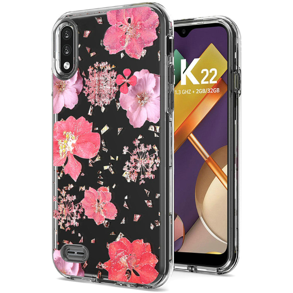 For Samsung Galaxy A33 5G Glitter Floral Print Pattern Clear Design Shockproof Hybrid Fashion Sparkle Rubber TPU Bumper Phone Case Cover