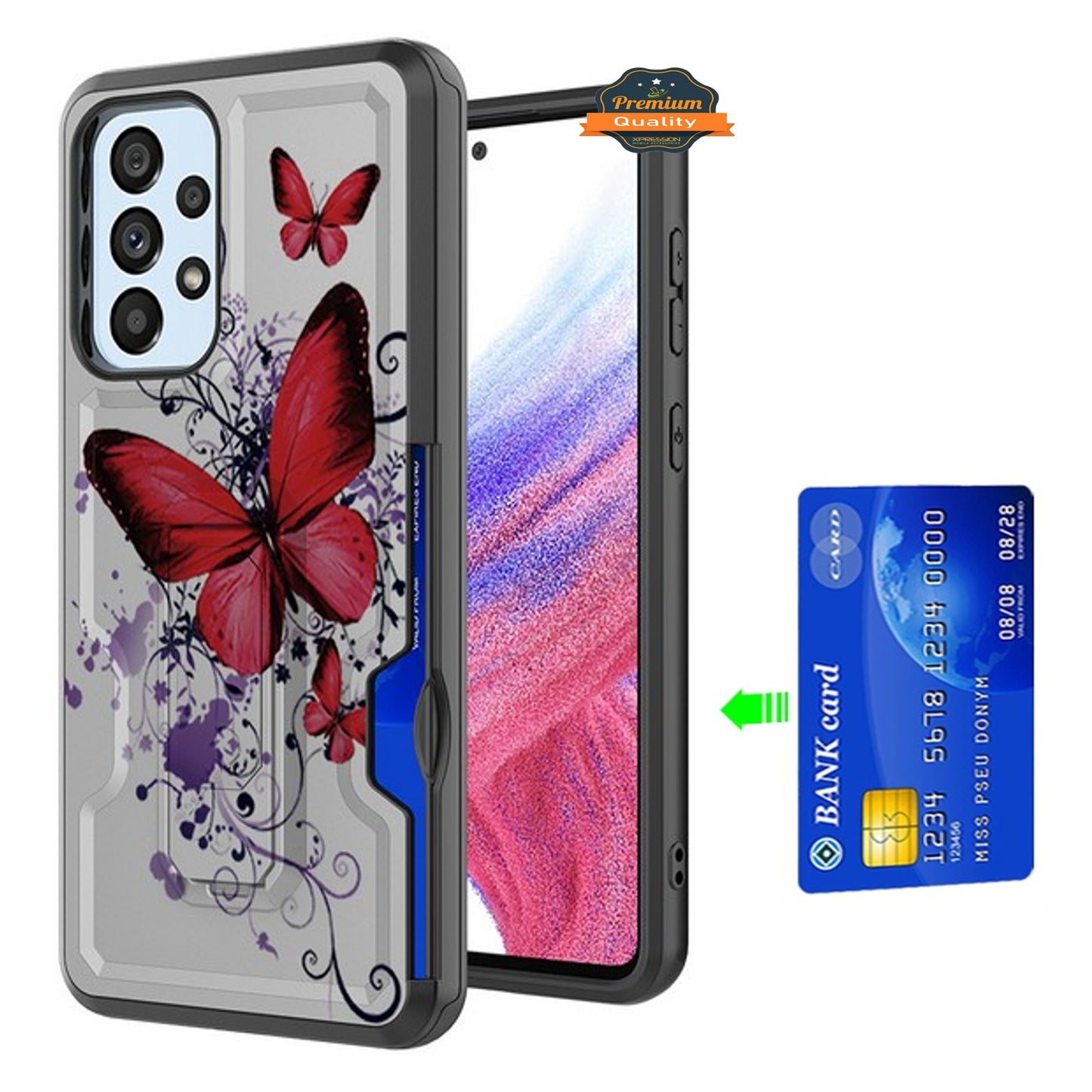For Samsung Galaxy A03S Hidden Wallet Credit Card Slots with Kickstand Back Design Fashion Hybrid Shockproof Hard Phone Case Cover