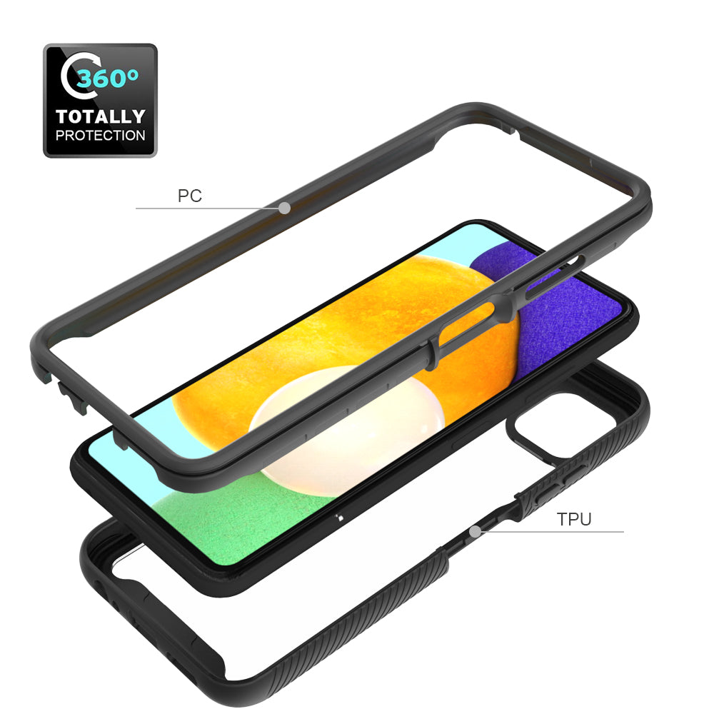 For Boost Mobile Celero 5G Hybrid Clear Shockproof Dual Layer Protection Hard Rugged PC and Soft TPU Silicone Bumper Frame Back Clear Black Phone Case Cover