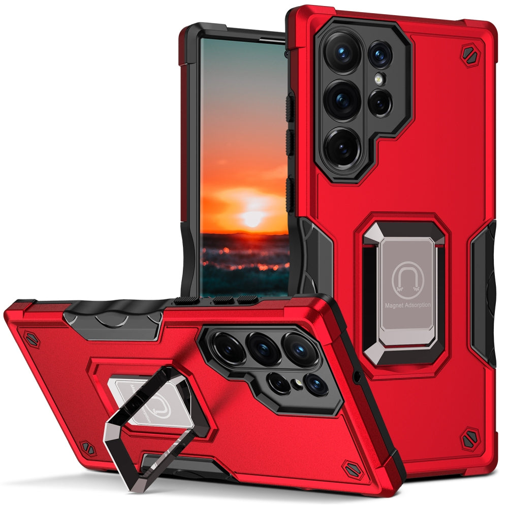 For Samsung Galaxy S22 /Plus + / Ultra Hybrid Hard PC Soft TPU Bumper with Magnetic Ring Stand Holder Military-Grade Drop Protection Phone Case Cover