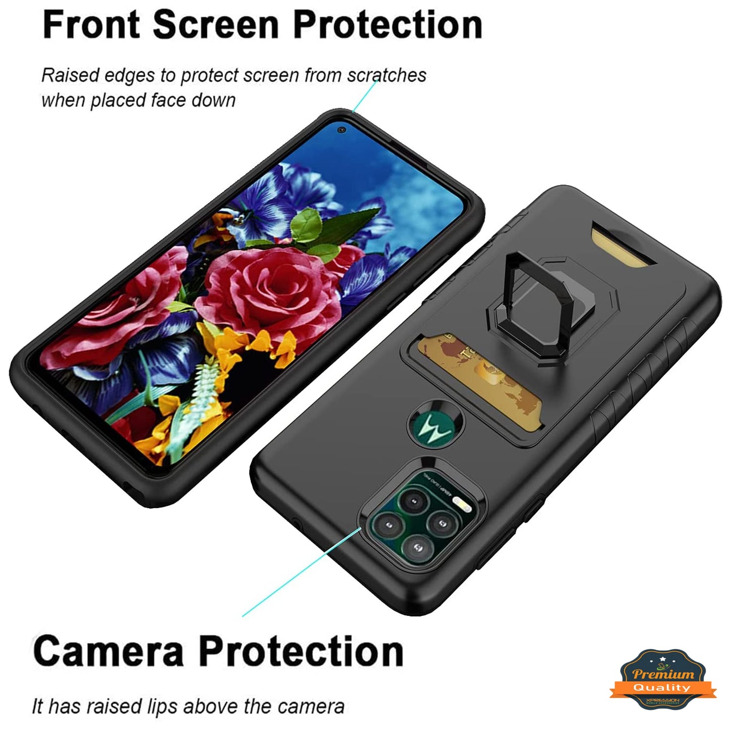 For Samsung Galaxy A03s (2022) Wallet Credit Card Slot Holder with Metal Ring Kickstand Heavy Duty Shockproof Hybrid Dual Layer Magnetic Stand Phone Case Cover