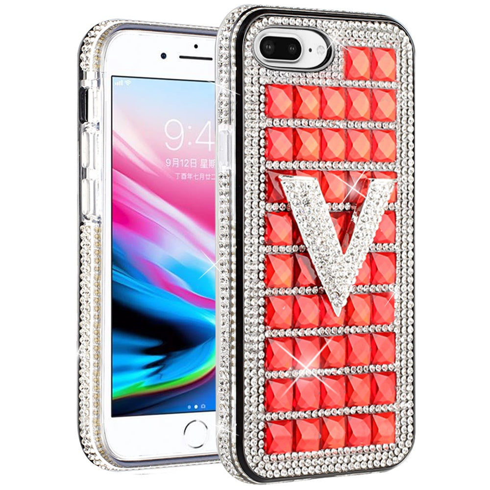 For Apple iPhone 8 Plus/7 Plus/6 Plus/6s Plus Fashion Luxury 3D Bling Diamonds Rhinestone Jeweled Ornament Shiny Crystal Phone Case Cover