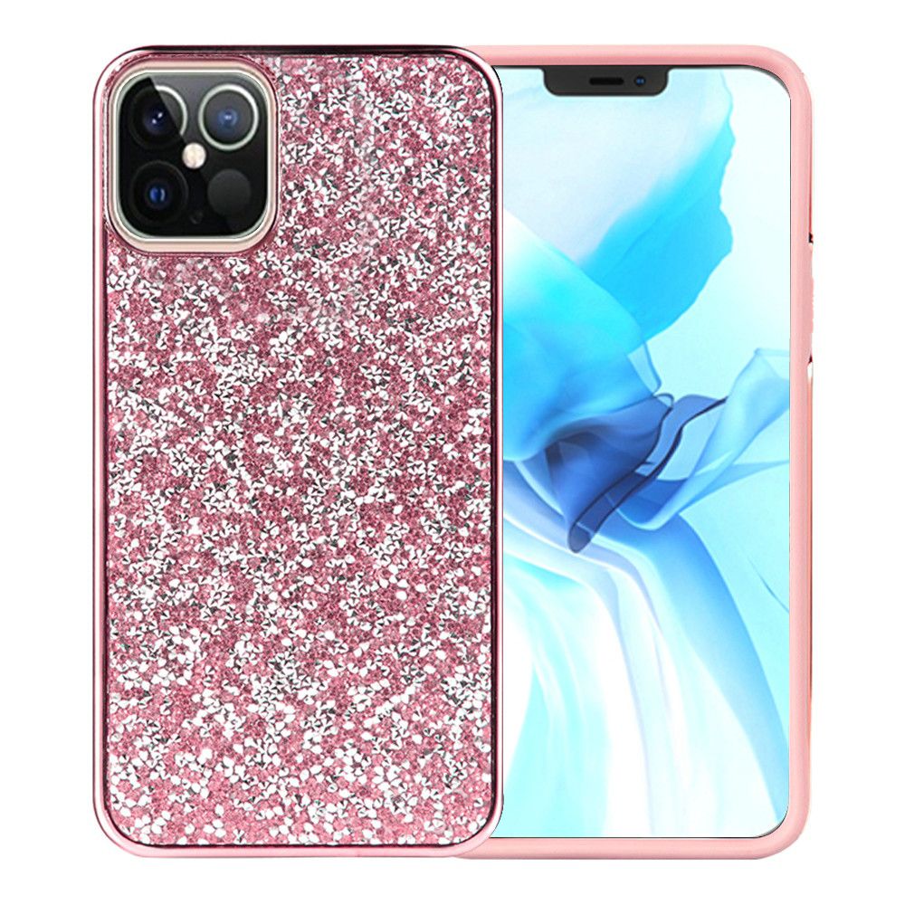 For Apple iPhone 13 Pro Max 6.7" Bling Rhinestone Diamond Shiny Glitter Hybrid Bumper Rugged Shell Hard PC TPU Rubber Phone Case Cover